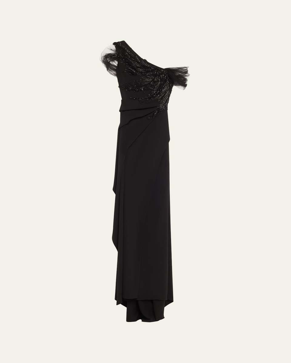 Imogen Beaded Tulle Draped Gown